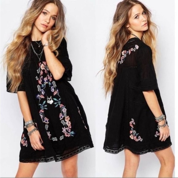 Free People Perfectly Victorian Black Embroidered Dress - Picture 4 of 16